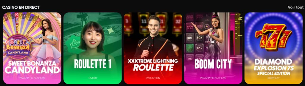 Jeux avec croupiers en direct